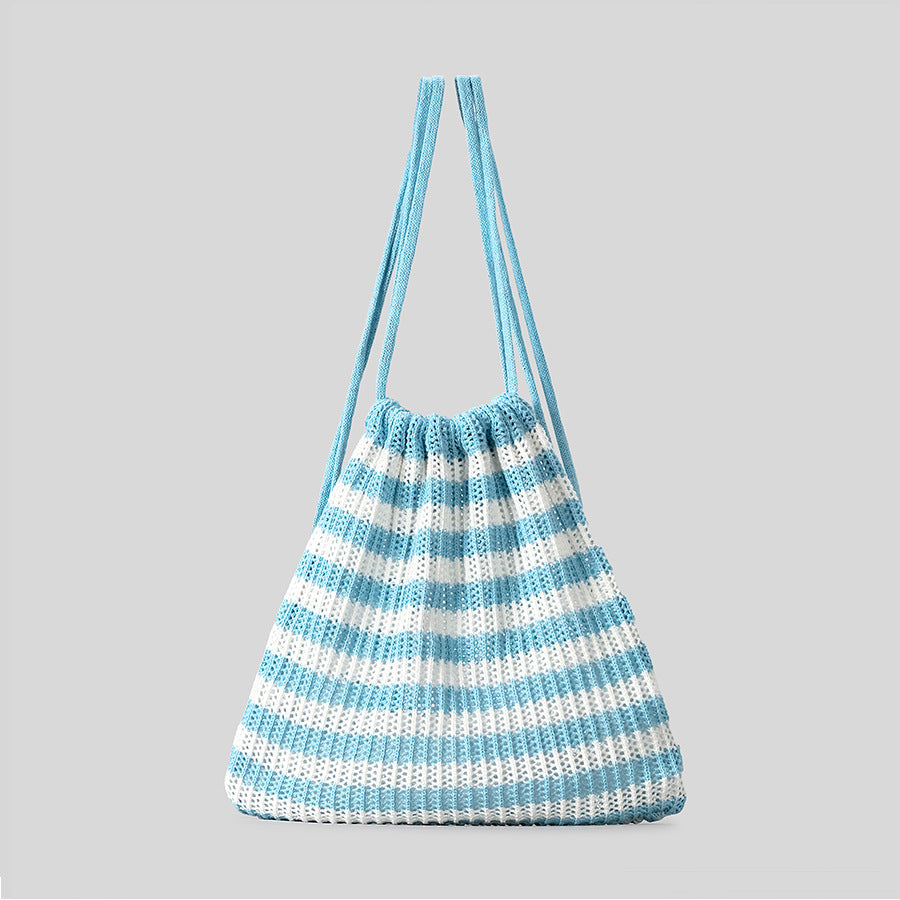 Lightweight Striped Crochet Tote Bag