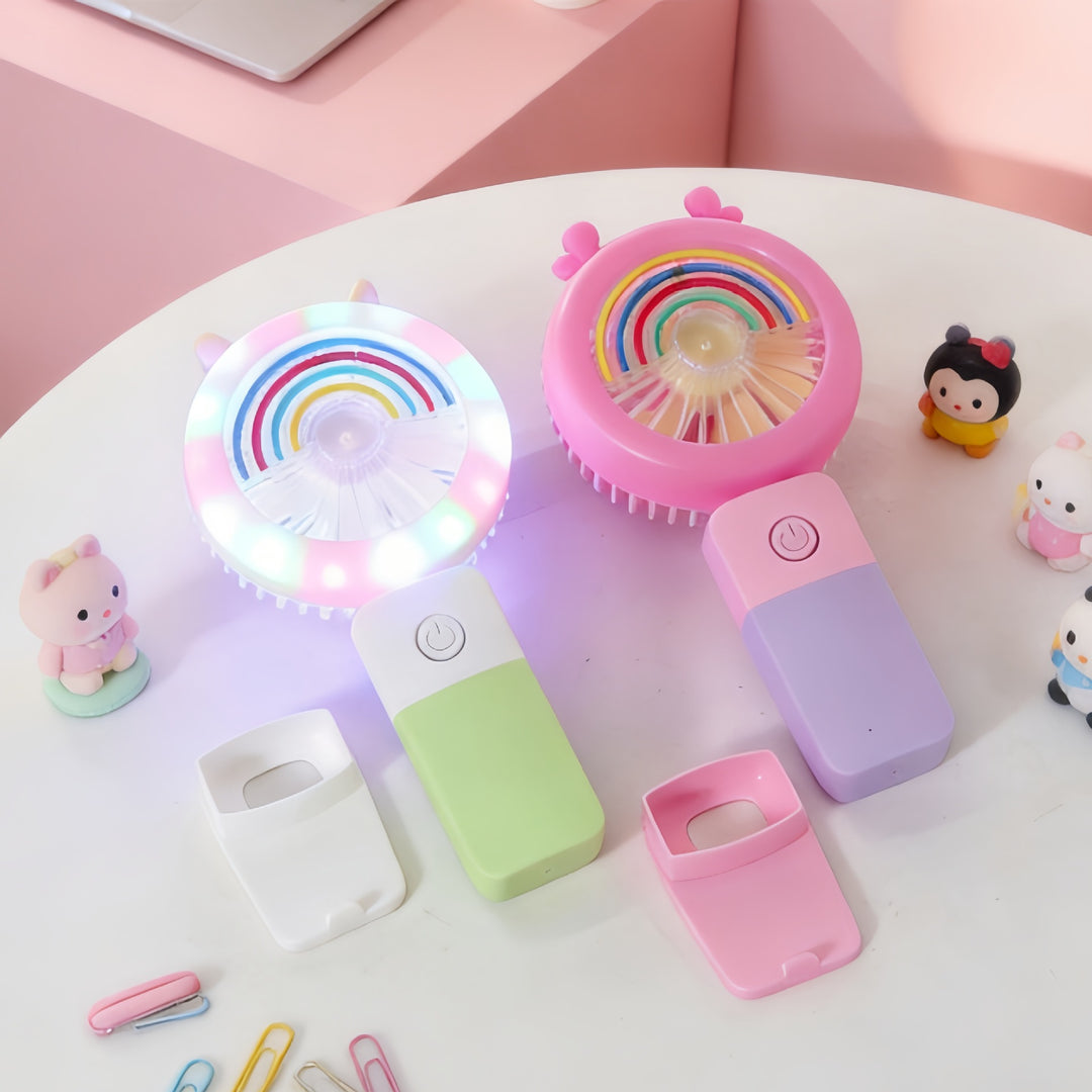 Women's Portable LED Hand Fan with Creative Light Effects Kalsten
