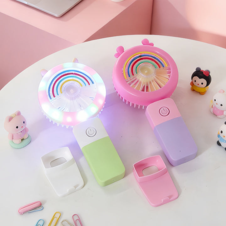 Women's Portable LED Hand Fan with Creative Light Effects Kalsten