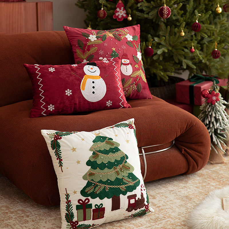 Christmas embroidered decorative cushion cover with bead application Kalsten