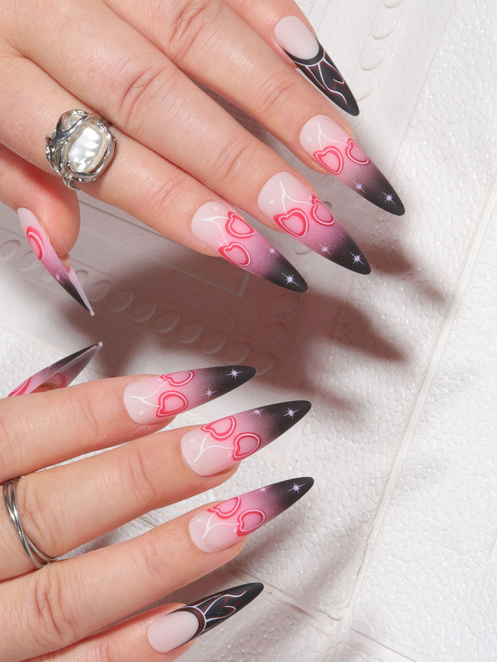 Stiletto Nail Art Extensions with Heart Design Kalsten
