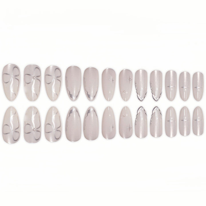 Elegant Stiletto Nail Art Extensions with Silver Accents Kalsten