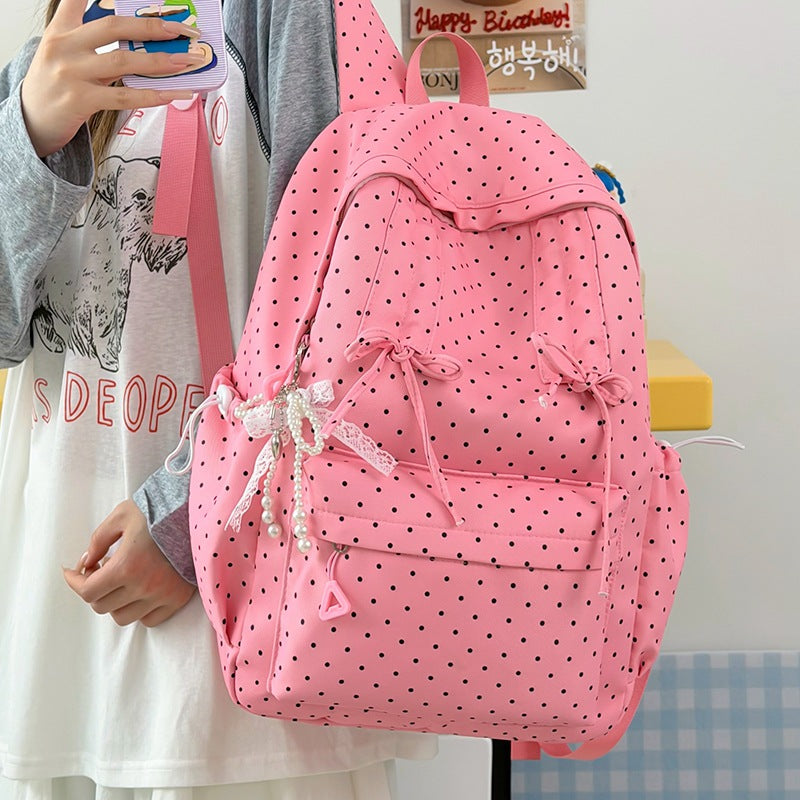 Stylish Polka Dot Patterned School Backpack Kalsten