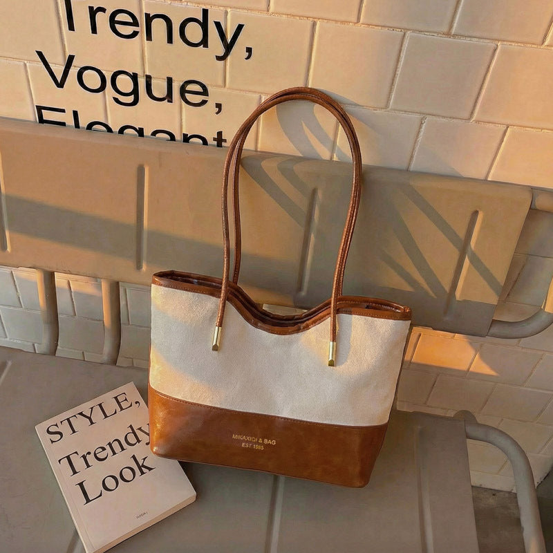 WoStylish Suede and Leather Shoulder Tote Bag Kalsten