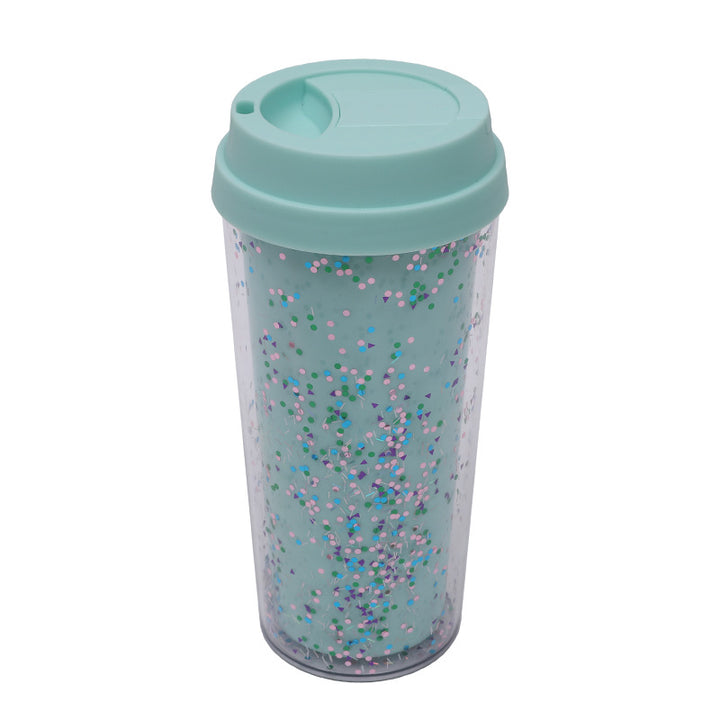 Ladies Glitter Drinking Cup with Leak-Proof Lid and Ergonomic Handle Kalsten