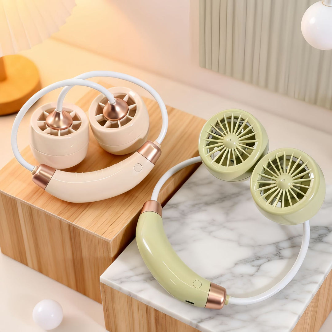 Ladies Portable Flexible Fan with Dual Head and USB Charging Function Kalsten