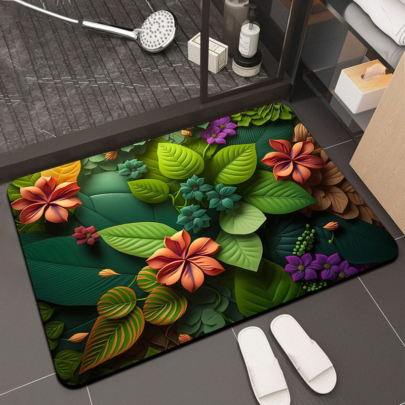 Floral Design Memory Foam Bath Mat Kalsten