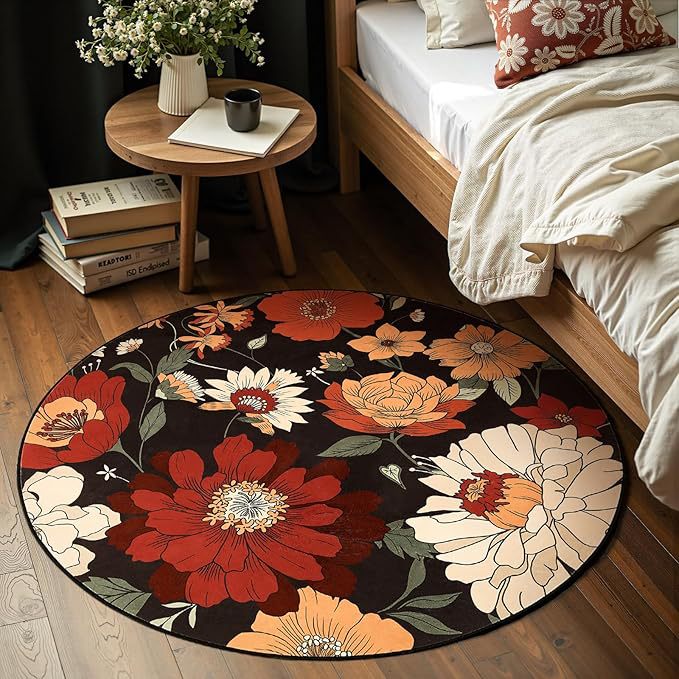 Round Flower Pattern Rug