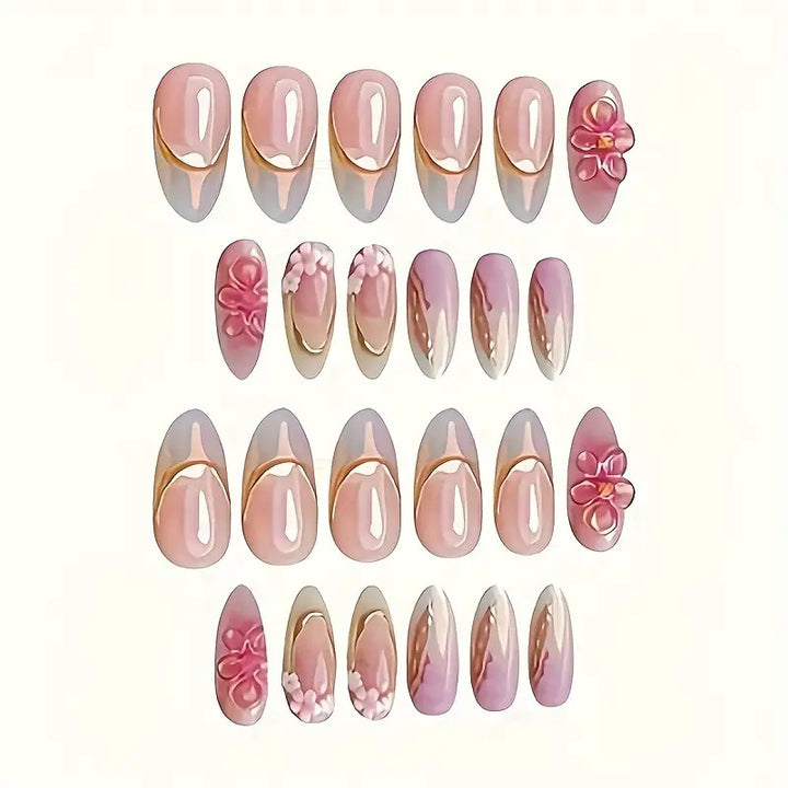 Floral Embellished Press-On Nail Art Set Kalsten