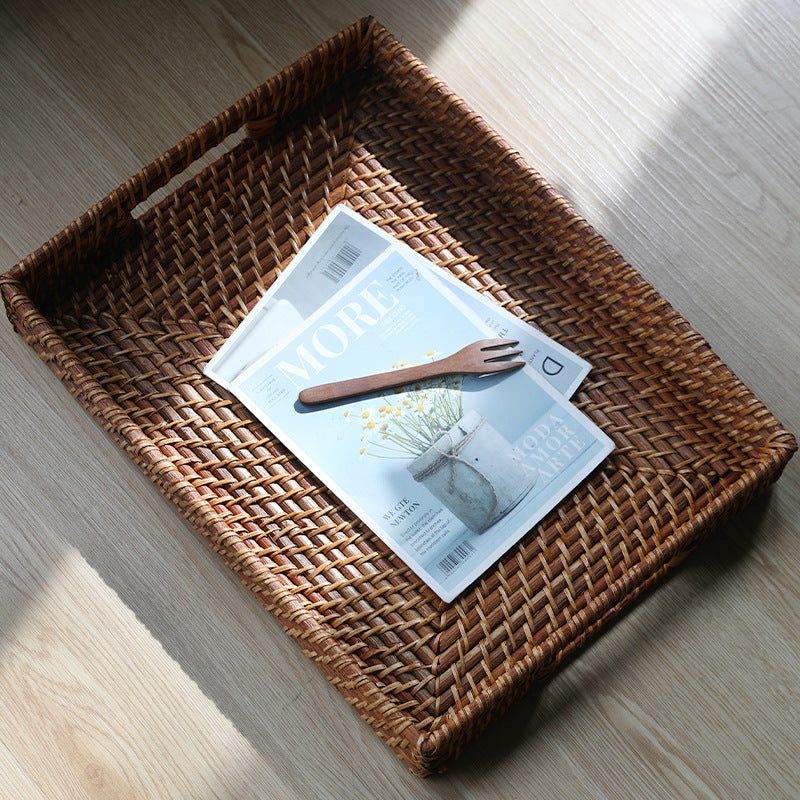 Handwoven Serving Tray with Ergonomic Handles Kalsten