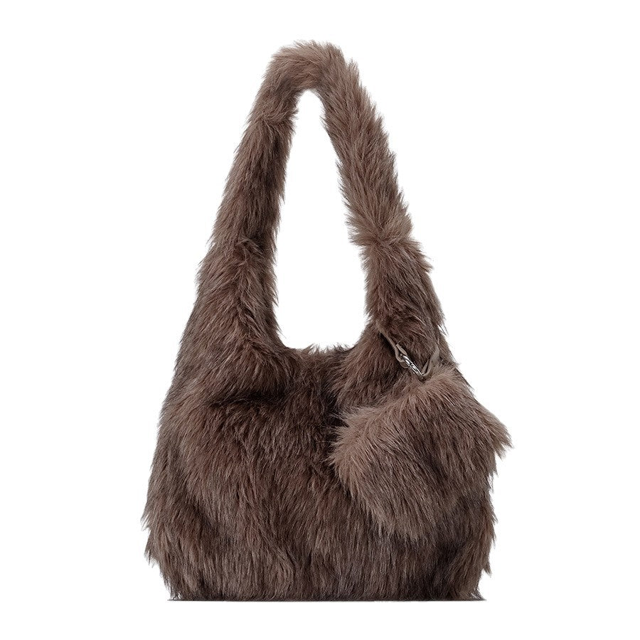 Plush Faux Fur Shoulder Bag