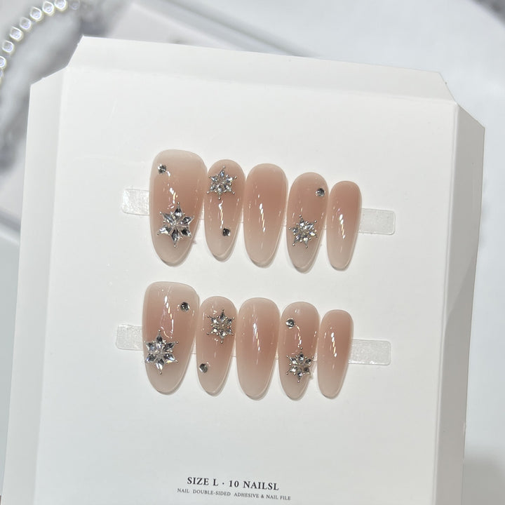 Glittery Press-On Nail Art Set with Snowflake Design Kalsten