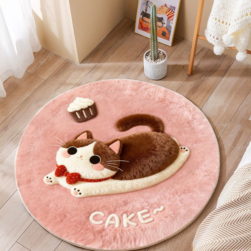 Cat-Themed Round Area Rug