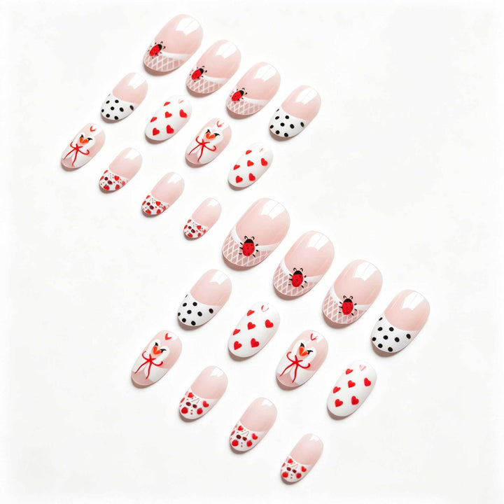 Heart-Themed Acrylic Nail Art