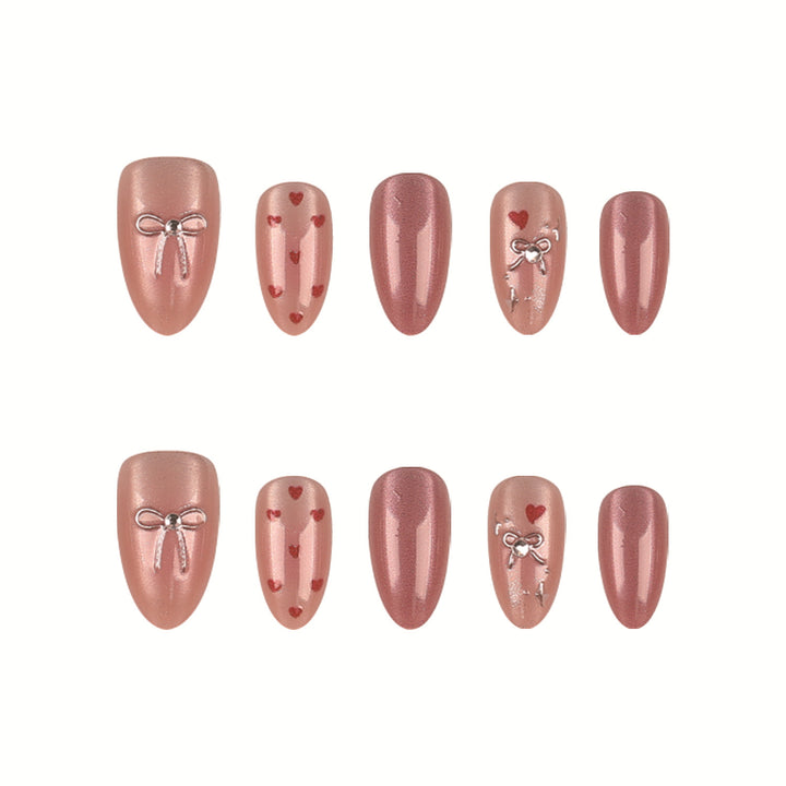 Decorative Heart-Themed Press-On Nail Set
