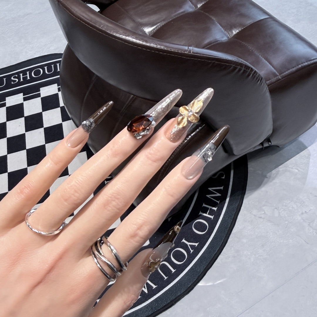 Elegant Stiletto Press-On Nail Set with Glamorous Embellishments Kalsten