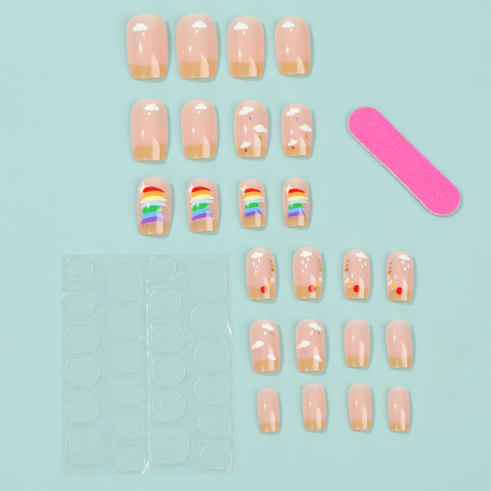Creative Nail Art Set with Rainbow and Cloud Designs Kalsten