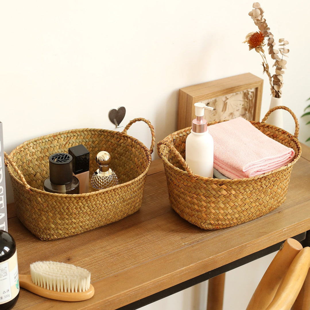 Artisan Woven Storage Basket with Handles Kalsten