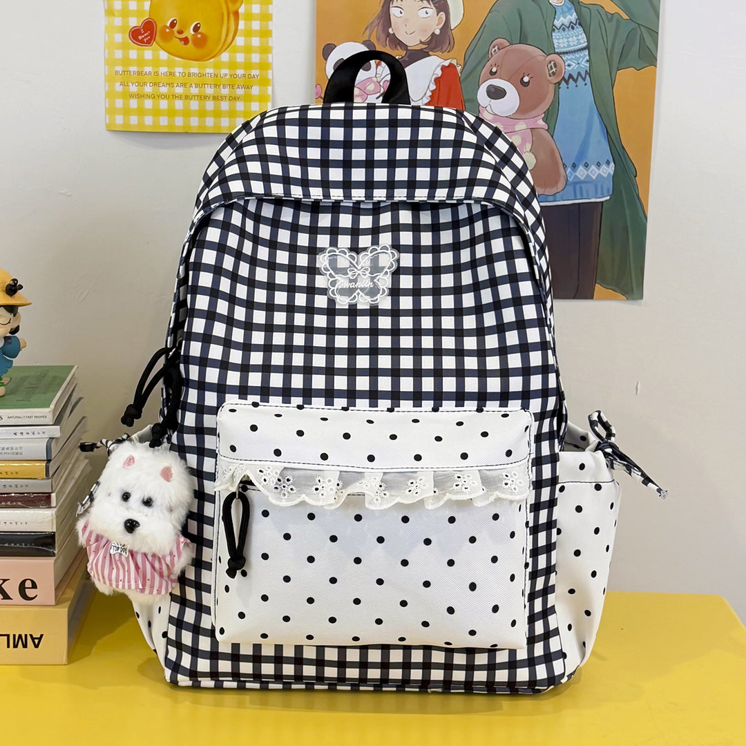 Fun Gingham Patterned Backpack Kalsten