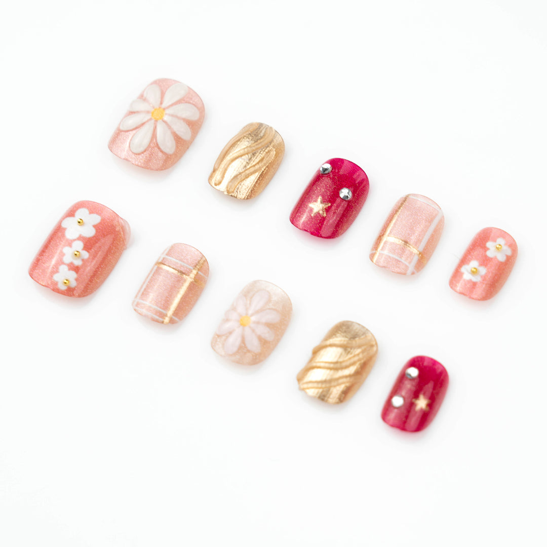 Floral Decorative Press-On Nail Art Kalsten