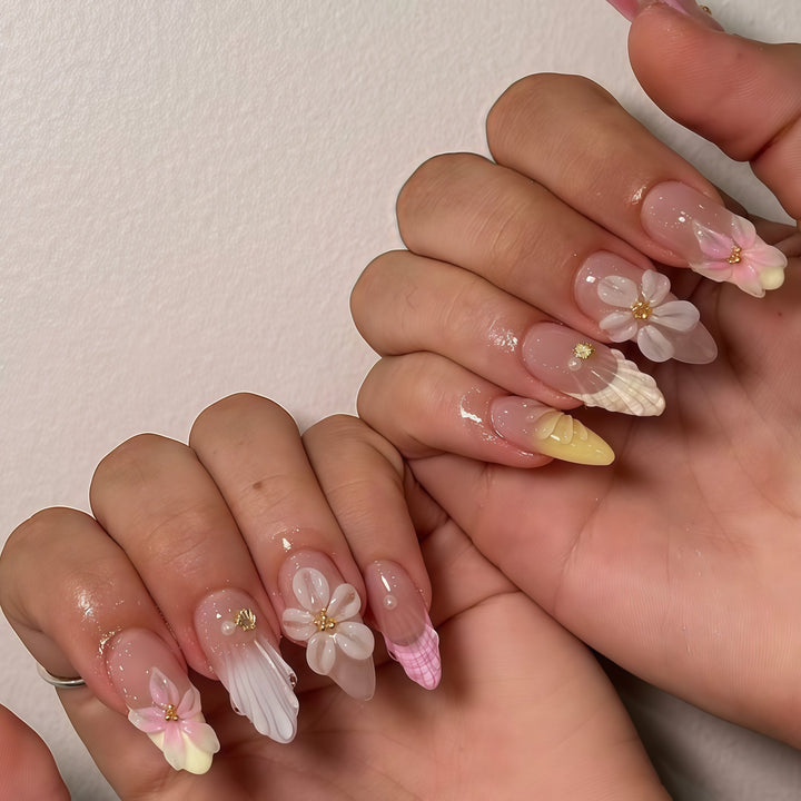 Floral 3D Artisan Nail Extensions Kalsten