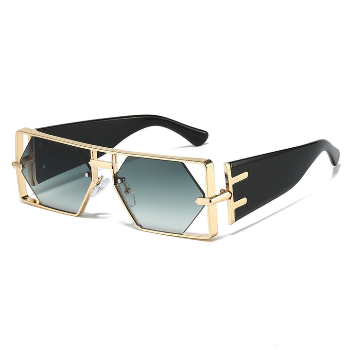 Geometric Shield Sunglasses with Premium Metallic Frame Kalsten