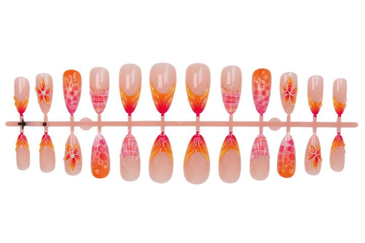 Acrylic Nail Set with Elegant Flower and Gradient Designs Kalsten