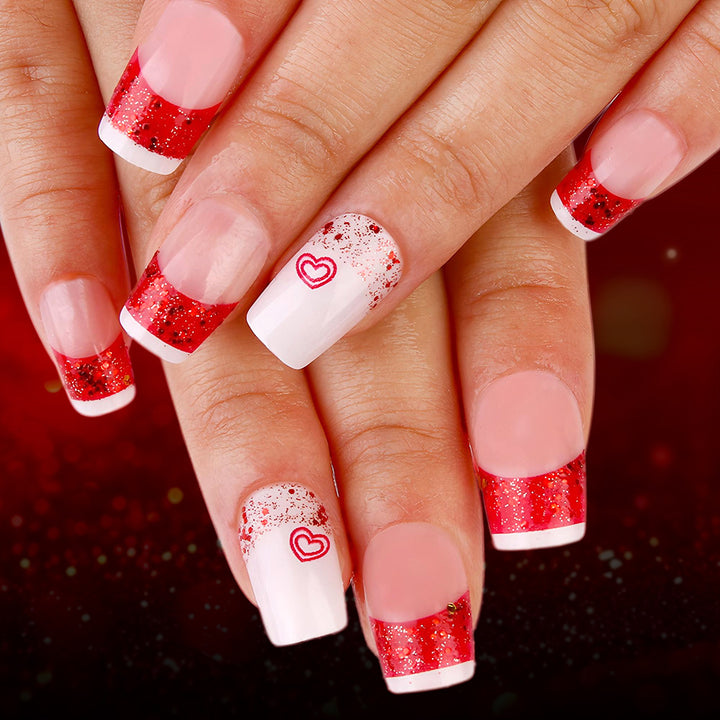 Romantic Glittery Press-On Nail Art Set Kalsten