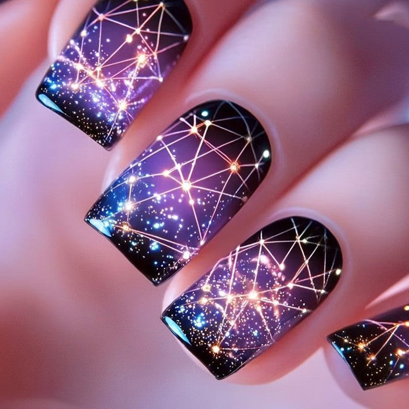 Elegant Artificial Nails with French Manicure and Glitter Effects Kalsten