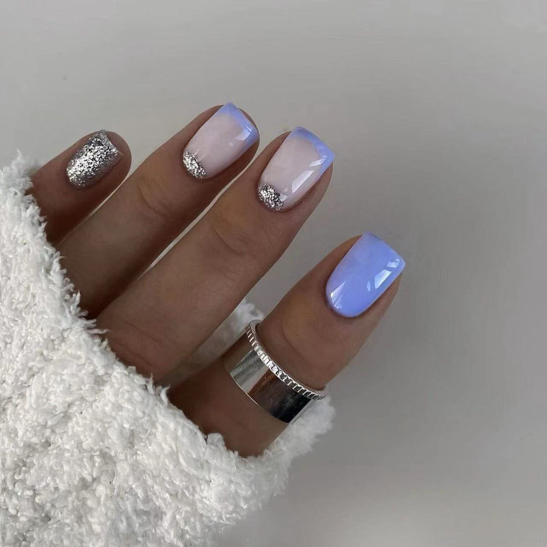 Artful nail tips with glitter decoration Kalsten