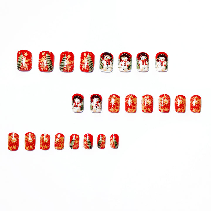 Festive artificial nails with creative snowman design Kalsten