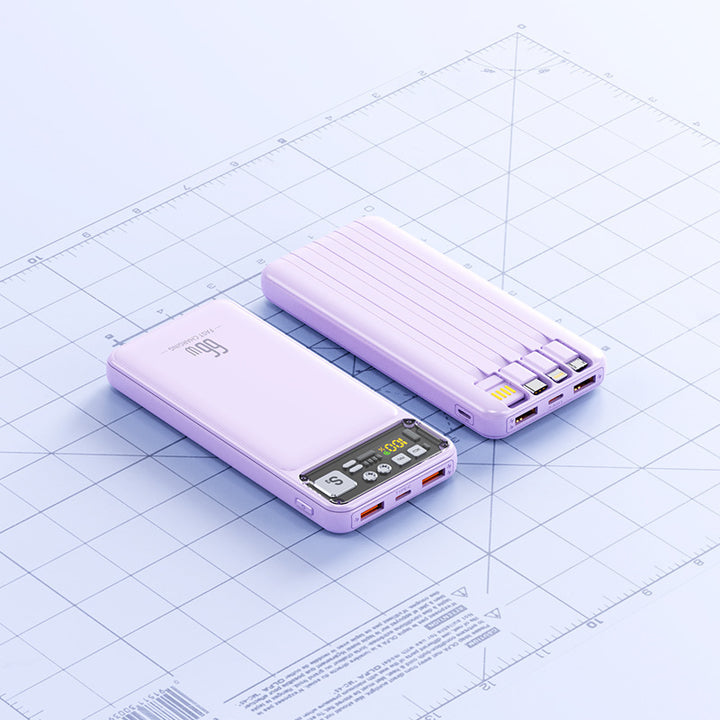 Power bank with integrated cable system and digital charging display Kalsten
