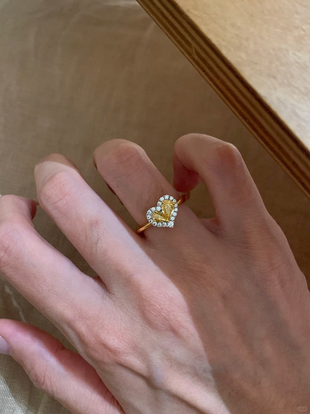 Heart Halo Solitaire Ring With Pavé Stones