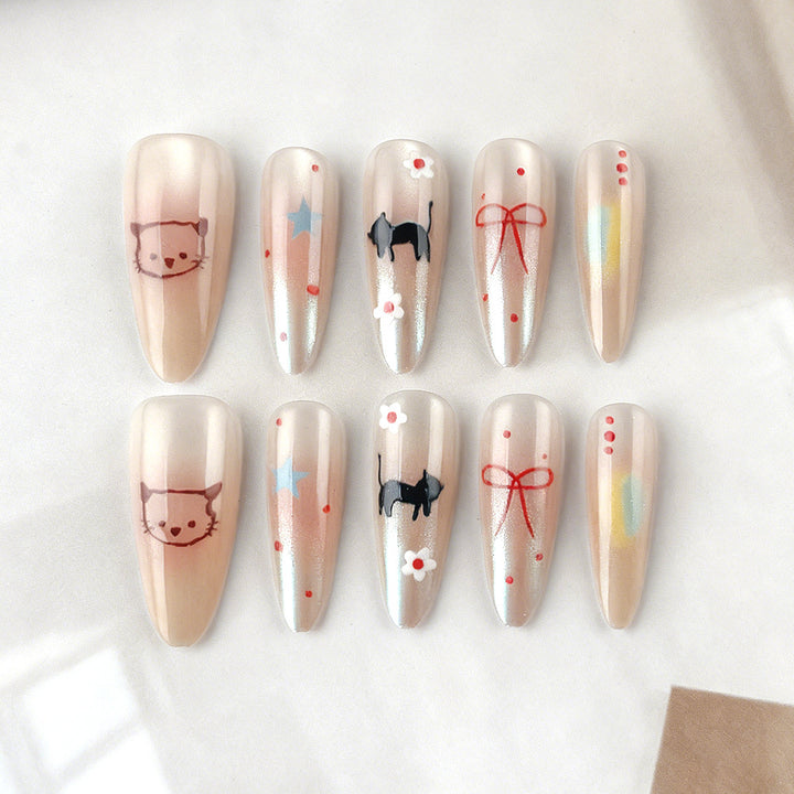 Whimsical Cat-Themed Press-On Nails Kalsten