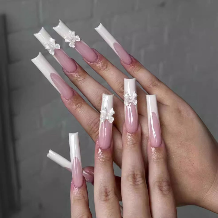 Artificial nails with 3D flower decoration Kalsten
