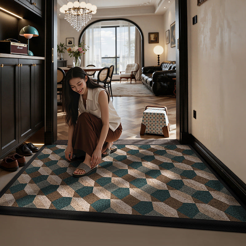 Textured Geometric Entrance Mat Kalsten