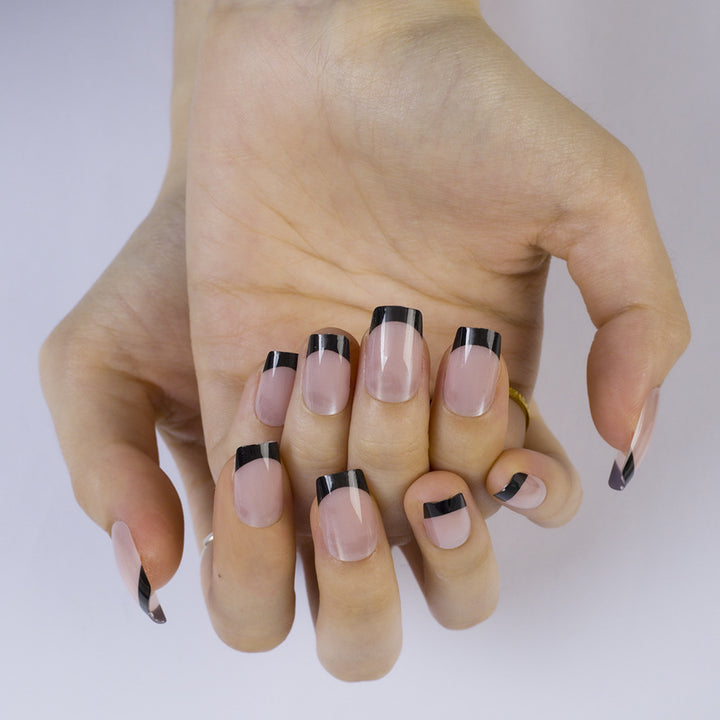 Artificial Nails in Elegant French Design with Glittering Accents Kalsten