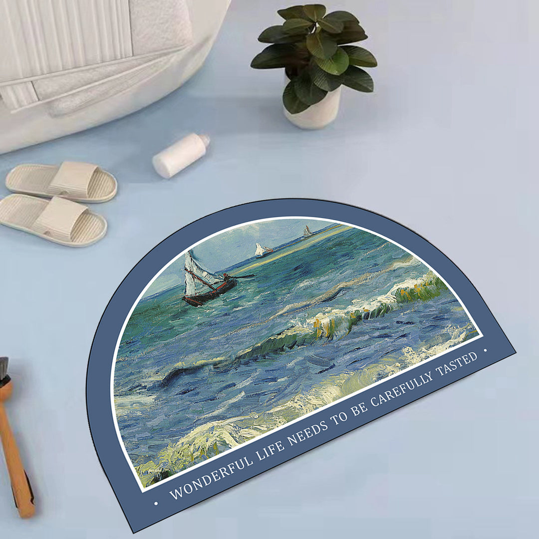Artistic Ocean Scene Bath Mat