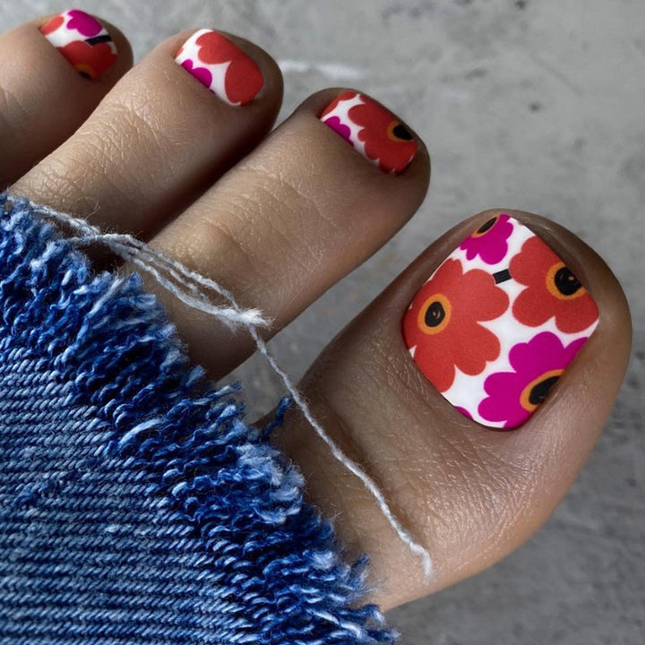Creative Floral Print Press-On Toenails Kalsten