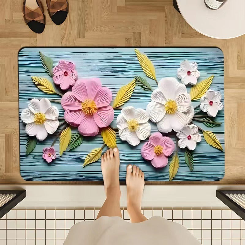 Luxurious Floral Design Bath Mat