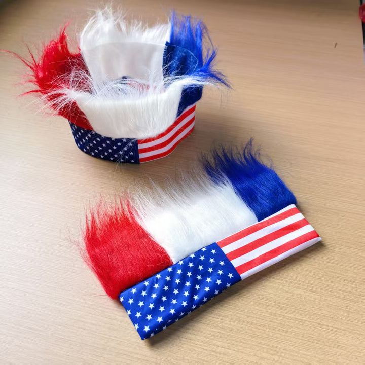 Independence Day novelty synthetic hair wig headband with American flag band Kalsten