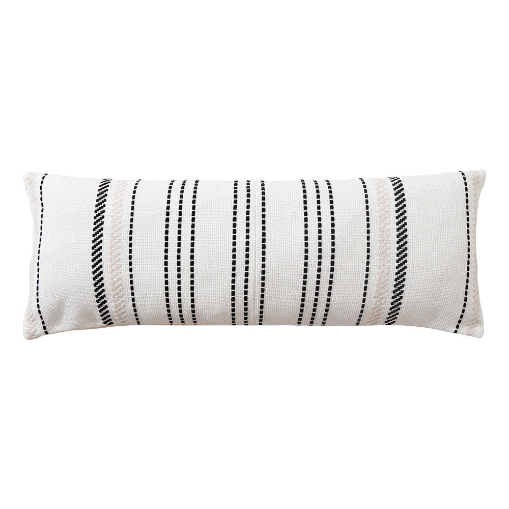 Long woven cushion cover in Boho stripe look with cotton texture Kalsten
