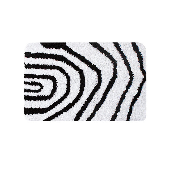 Fluffy bath mat in a graphic wave relief with anti-slip base Kalsten