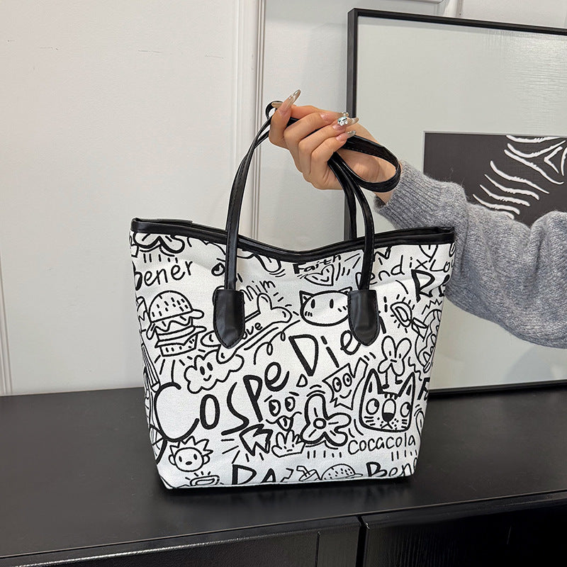 WoArtistic Graphic Print Shoulder Tote Bag Kalsten
