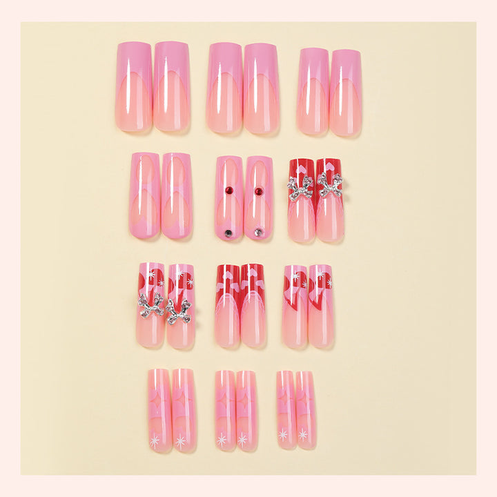 Premium Decorative Press-On Nail Art Set with Rhinestones and Unique Patterns Kalsten