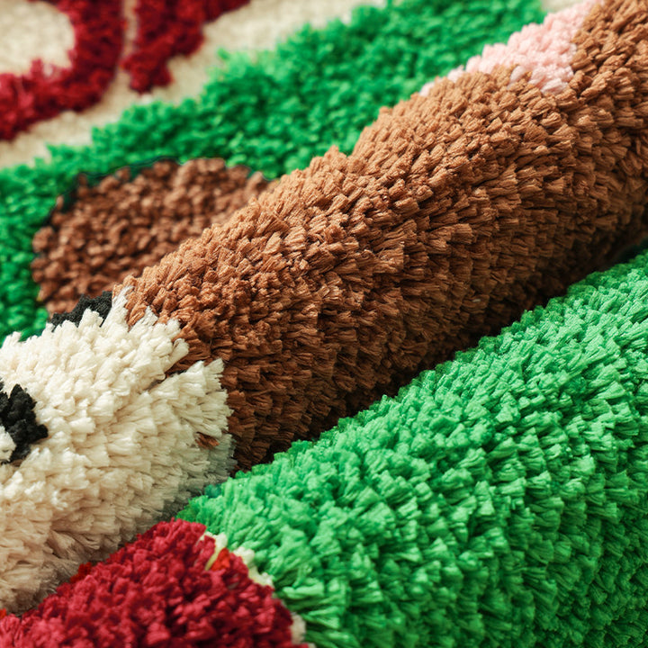 Playful gift-shaped doormat with tufted teddy bear motif Kalsten