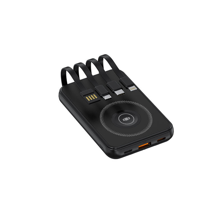 Portable charger with multidimensional charging cable system and wireless charging function Kalsten