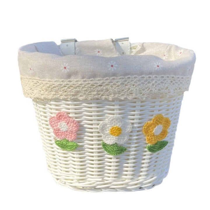 Floral Embroidered Woven Storage Basket Kalsten