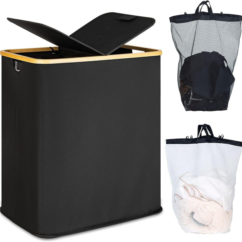 Laundry basket with lid and shelf table Kalsten