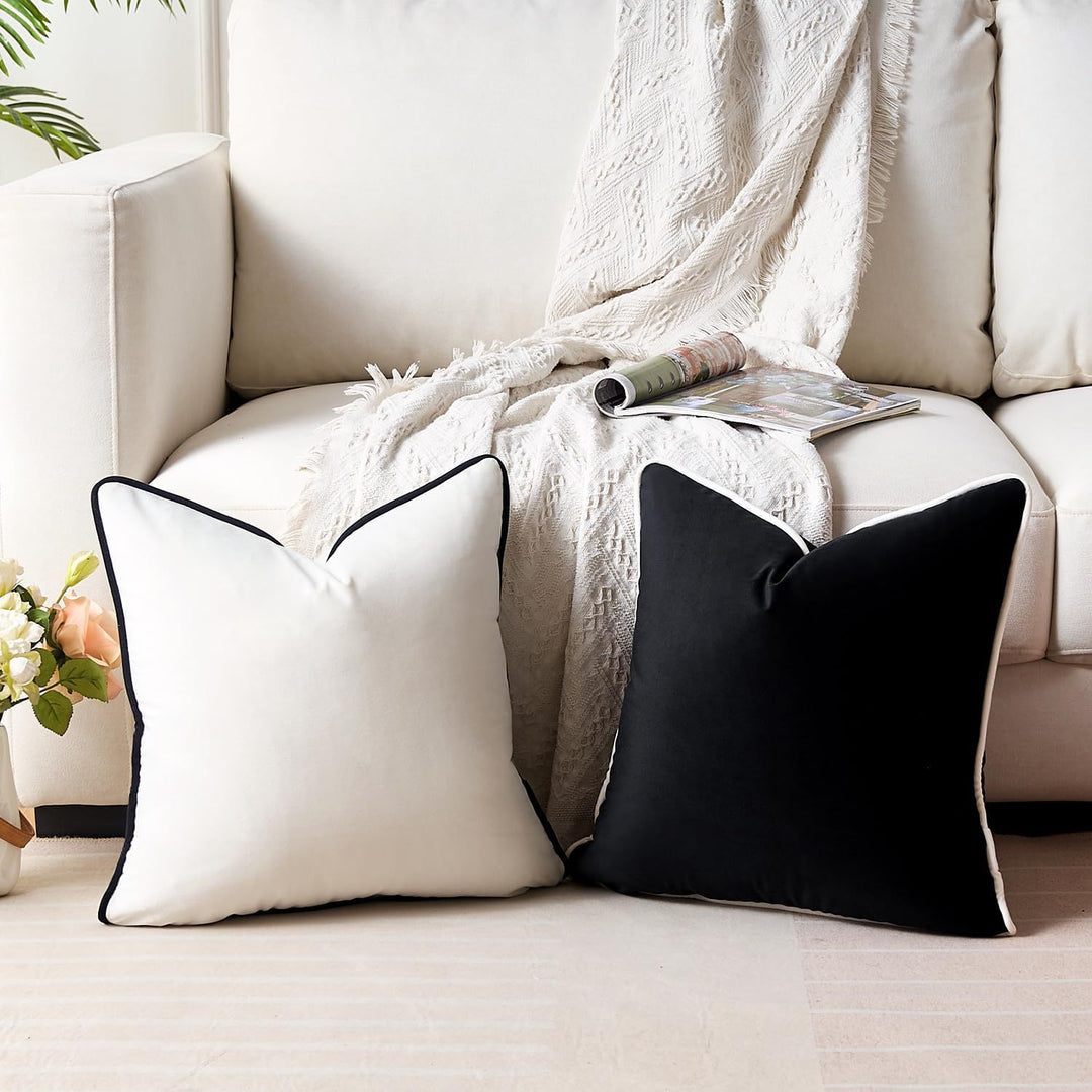 Luxury Velvet Throw Cushion with Contrast Piping